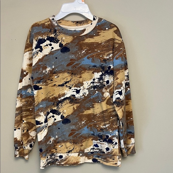 H&M kid’s Abstract Print Sweatshirt in Blue and Brown size 8-10y - Picture 1 of 3